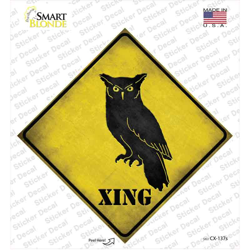 Owl Xing Novelty Diamond Sticker Decal Small