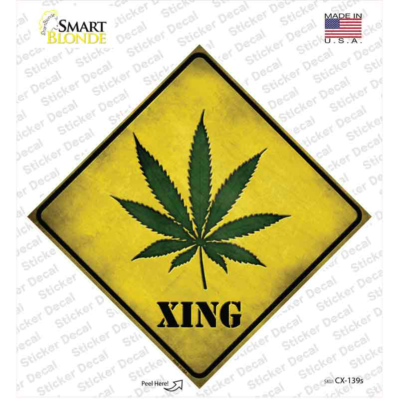 Cannabis Xing Novelty Diamond Sticker Decal Small