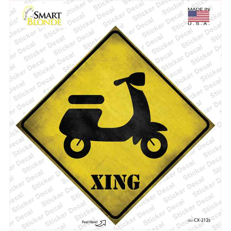 Moped Xing Novelty Diamond Sticker Decal Small