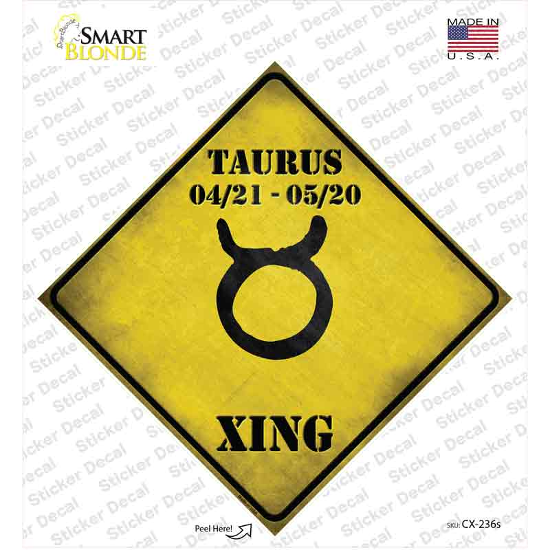 Taurus Zodiac Symbol Xing Novelty Diamond Sticker Decal Small