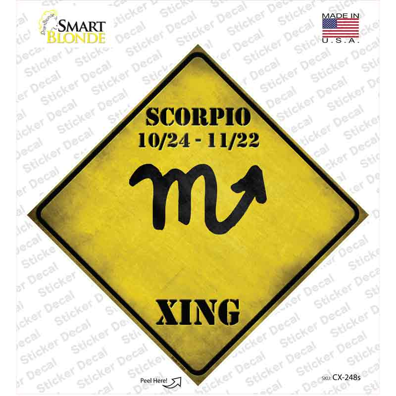 Scorpio Zodiac Symbol Xing Novelty Diamond Sticker Decal Small