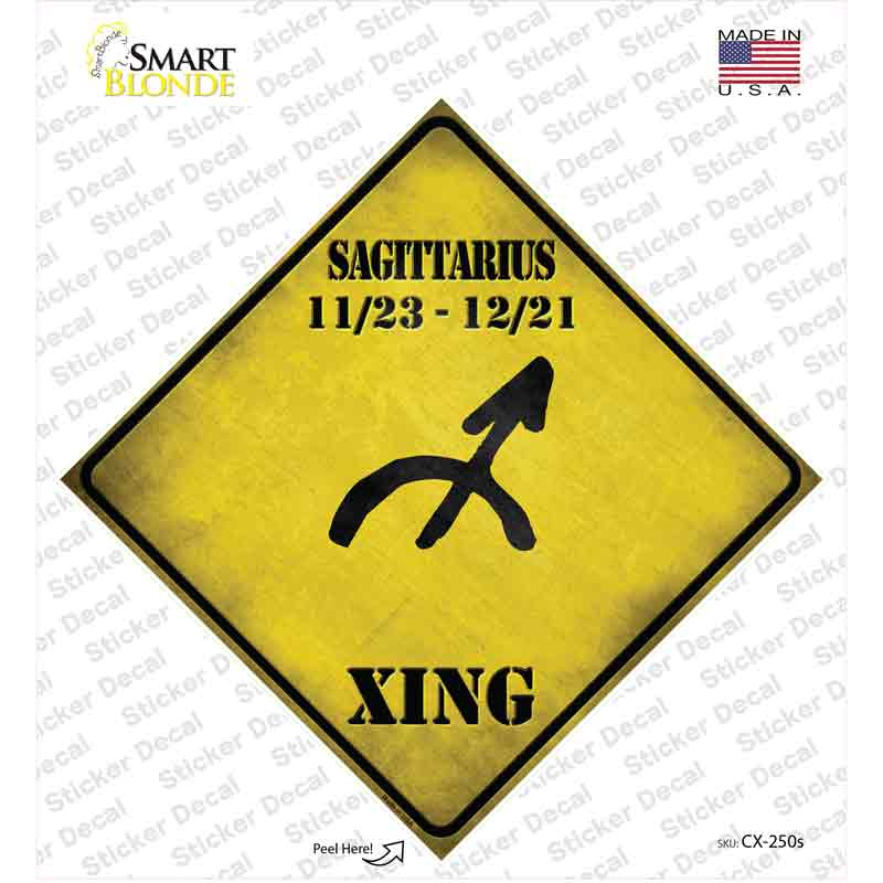 Sagittarius Zodiac Symbol Xing Novelty Diamond Sticker Decal Small