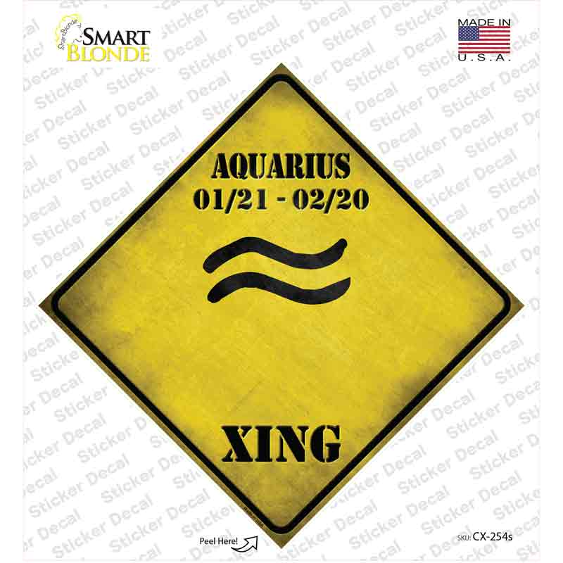 Aquarius Zodiac Symbol Xing Novelty Diamond Sticker Decal Small