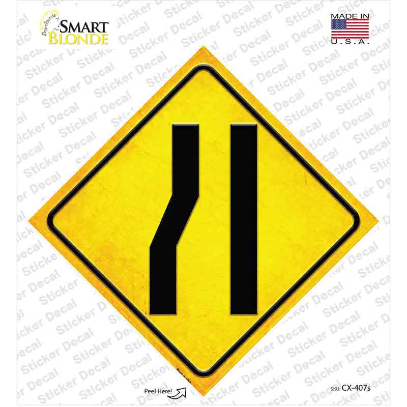 Lane Ends Left Novelty Diamond Sticker Decal