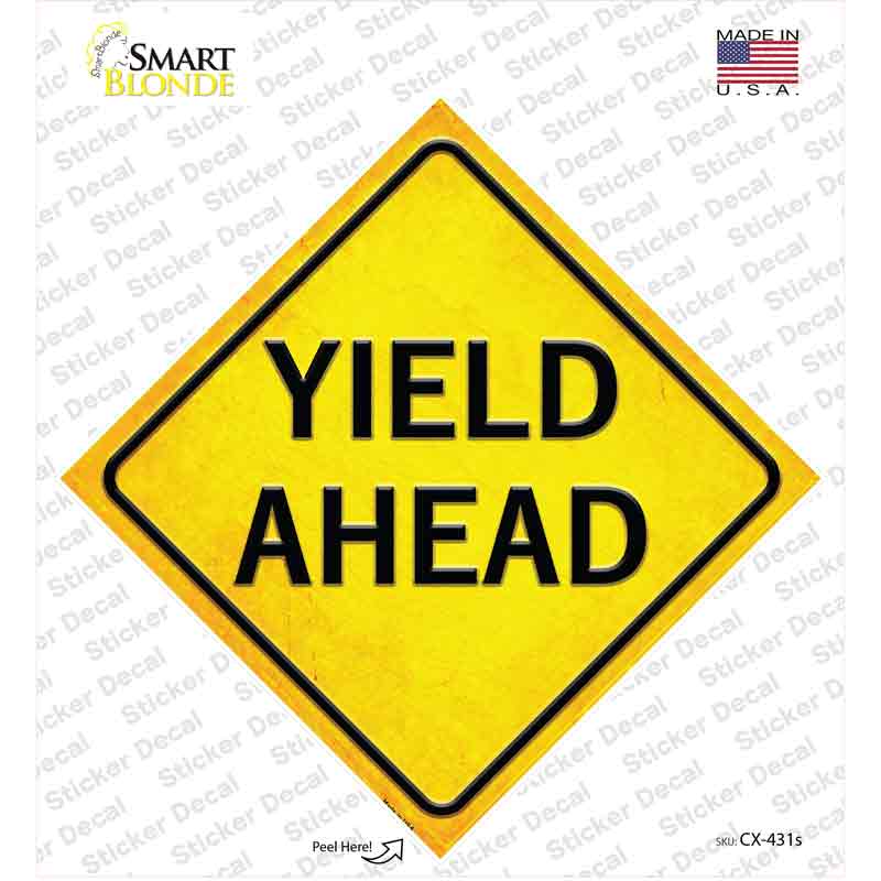 Yield Ahead Novelty Diamond Sticker Decal