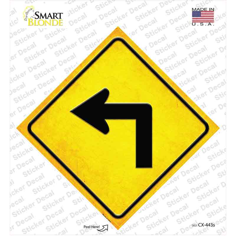 Left Turn Novelty Diamond Sticker Decal