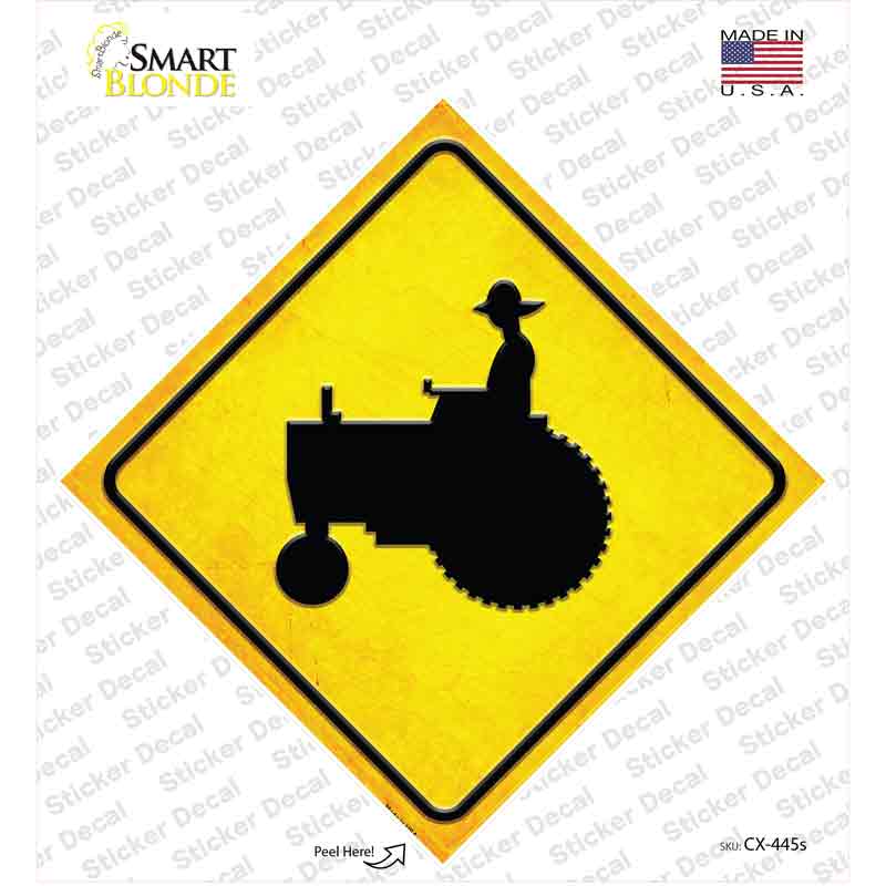 Tractor Crossing Novelty Diamond Sticker Decal