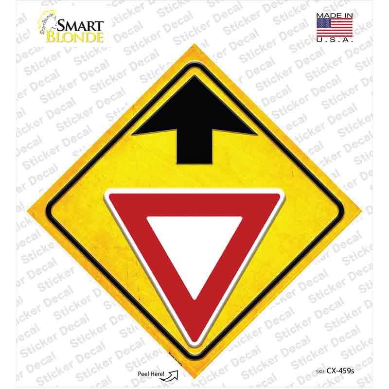 Yield Ahead Textured Novelty Diamond Sticker Decal