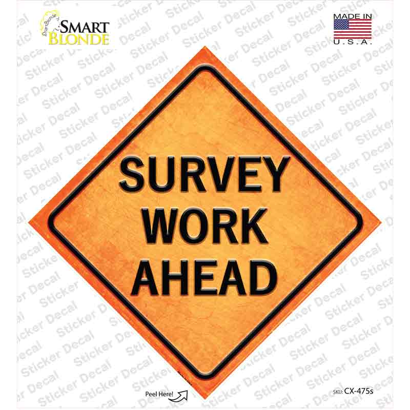 Survey Work Ahead Novelty Diamond Sticker Decal