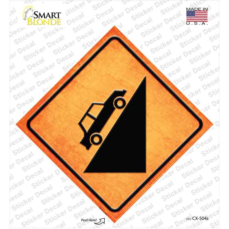 Steep Hill Ahead Novelty Diamond Sticker Decal