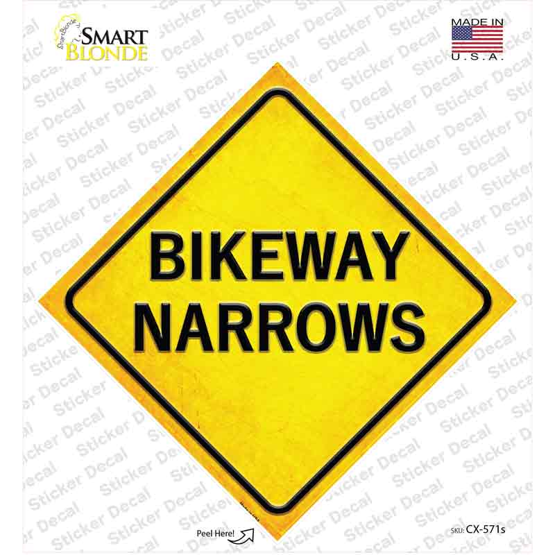 Bikeway Narrows Novelty Diamond Sticker Decal