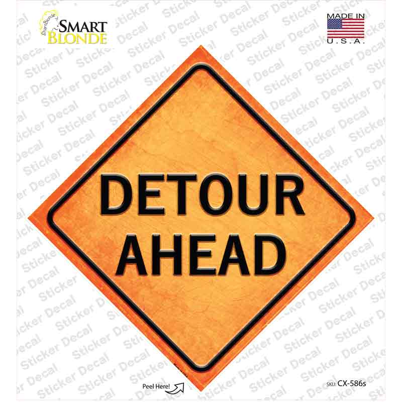 Detour Ahead Novelty Diamond Sticker Decal