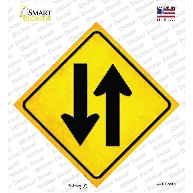 Traffic Both Ways Novelty Diamond Sticker Decal