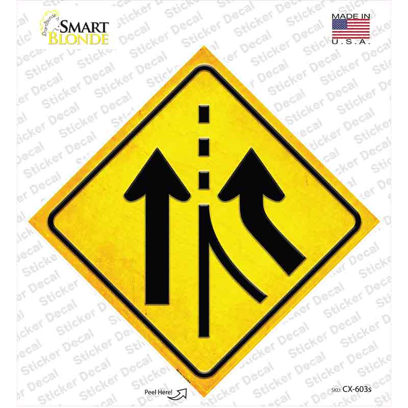 Lane Merging Novelty Diamond Sticker Decal