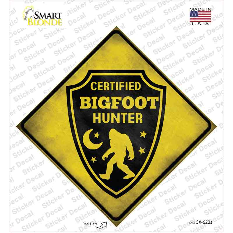 Certified Bigfoot Hunter Novelty Diamond Sticker Decal Small