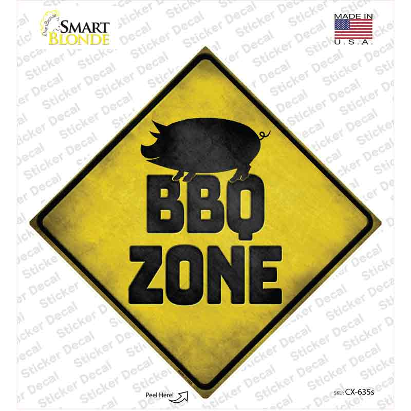 BBQ Zone Pig Novelty Diamond Sticker Decal Small