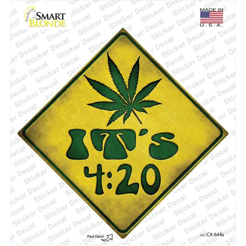 Its 420 Pot Leaf Novelty Diamond Sticker Decal Small