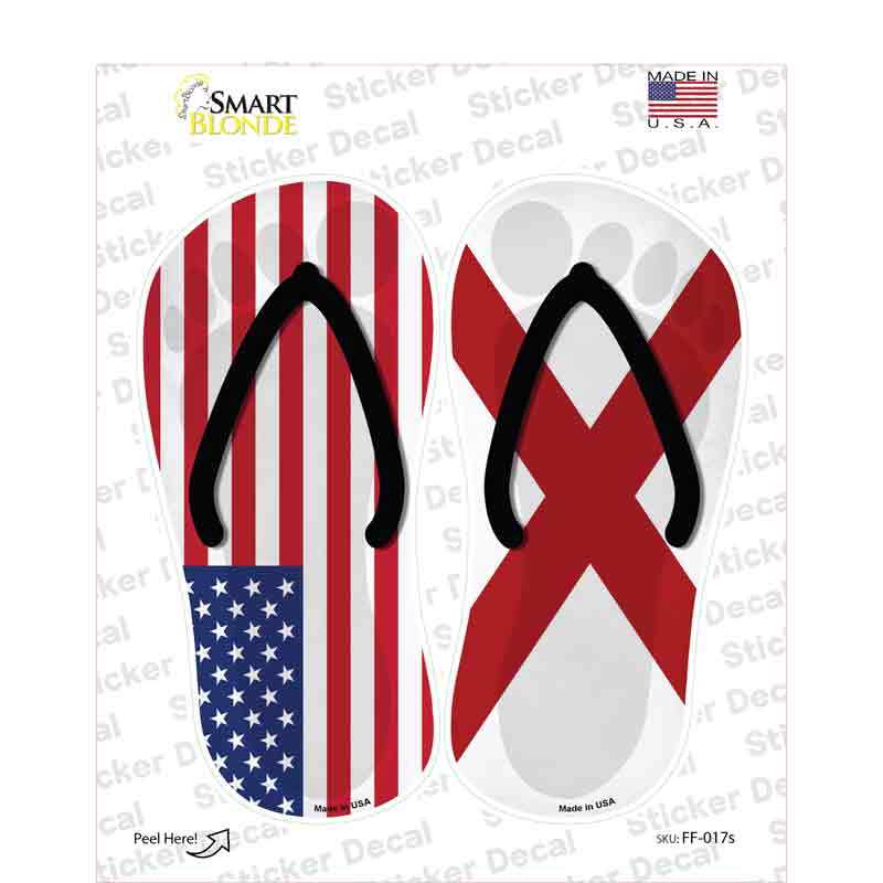 USA|Alabama Flag Novelty Flip Flops Sticker Decal Small