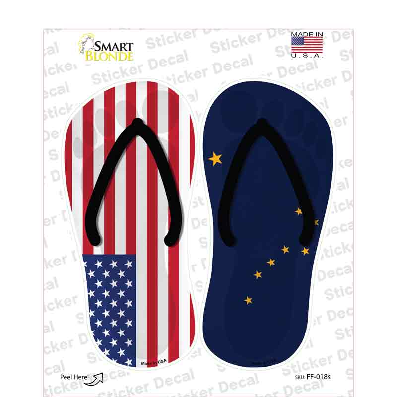 USA|Alaska Flag Novelty Flip Flops Sticker Decal Small