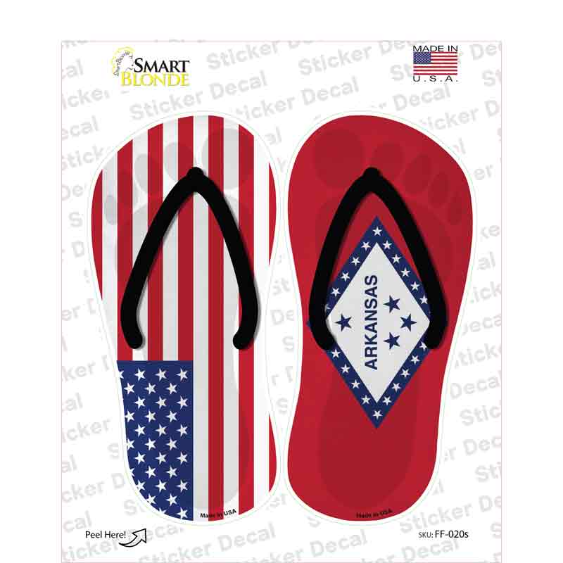 USA|Arkansas Flag Novelty Flip Flops Sticker Decal Small