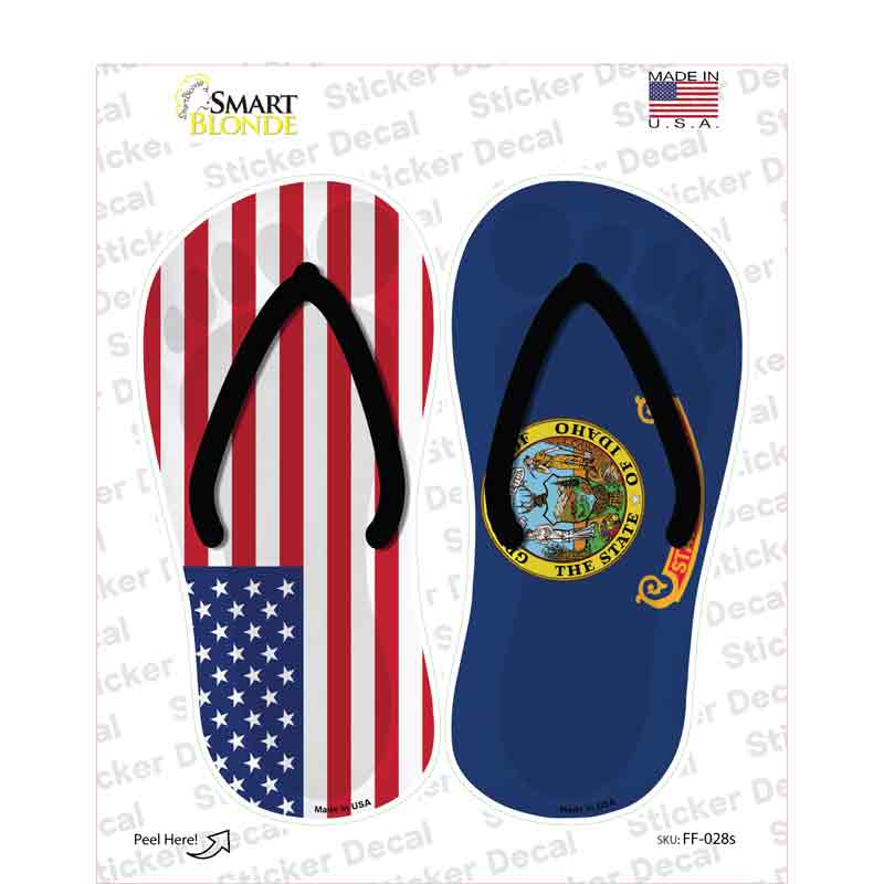 USA|Idaho Flag Novelty Flip Flops Sticker Decal Small