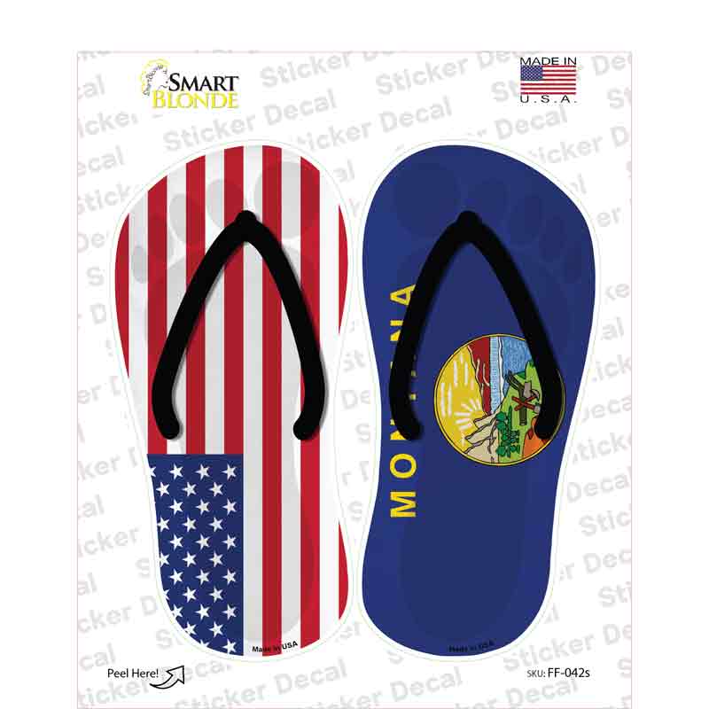 USA|Montana Flag Novelty Flip Flops Sticker Decal Small