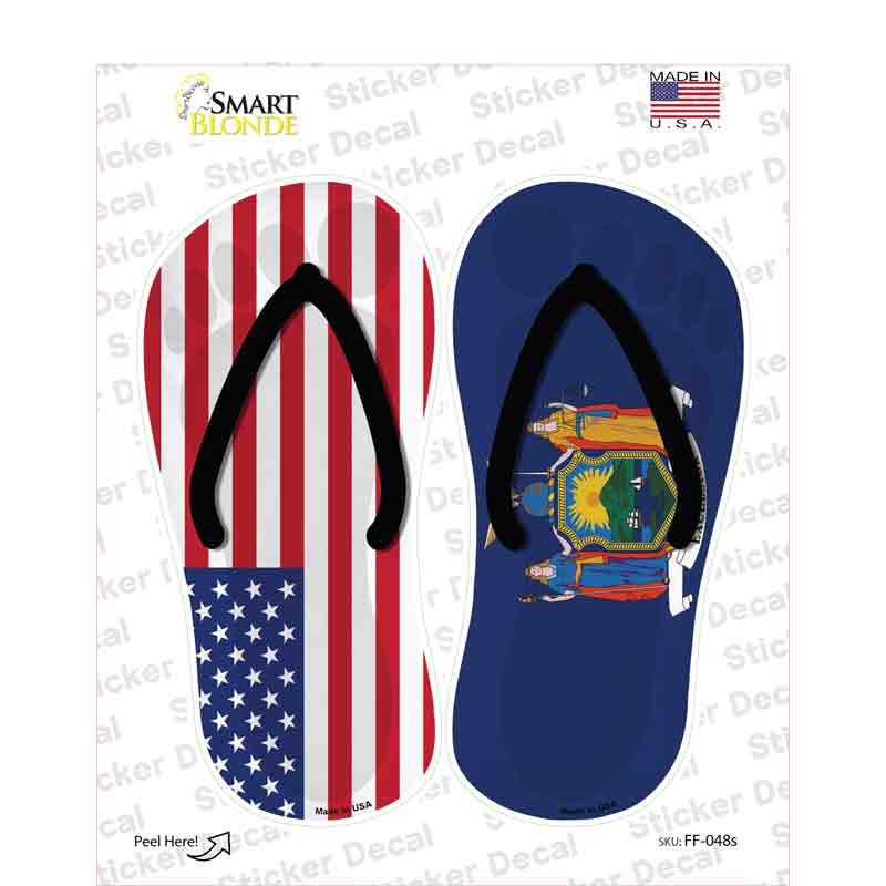 USA|New York Flag Novelty Flip Flops Sticker Decal Small