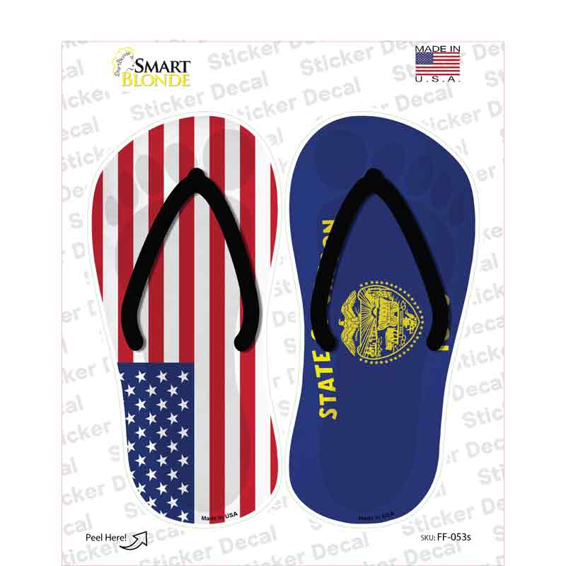 USA|Oregon Flag Novelty Flip Flops Sticker Decal Small