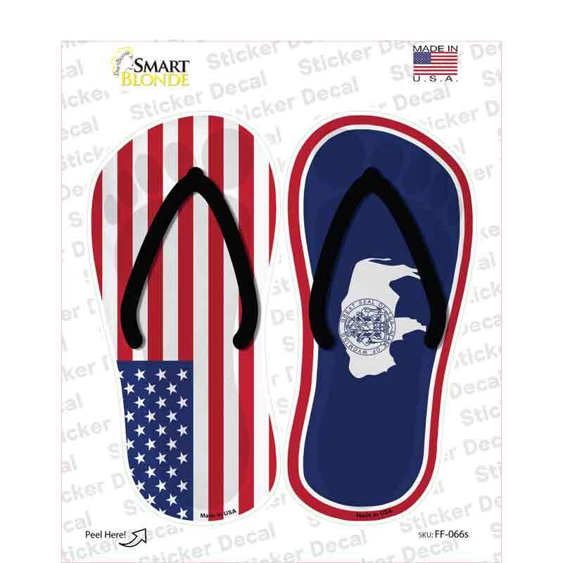 USA|Wyoming Flag Novelty Flip Flops Sticker Decal Small