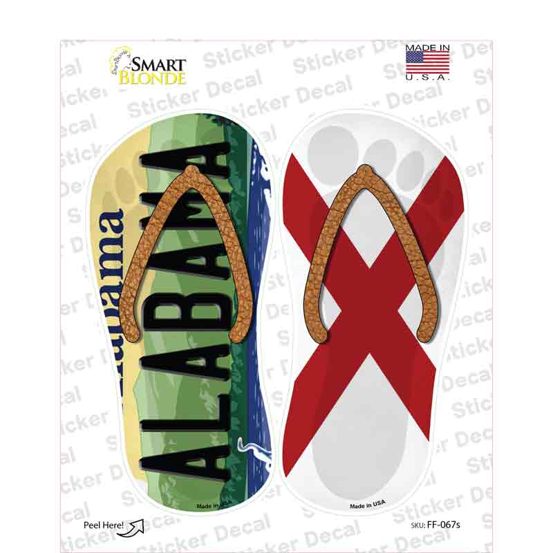 Alabama|AL Flag Novelty Flip Flops Sticker Decal Small