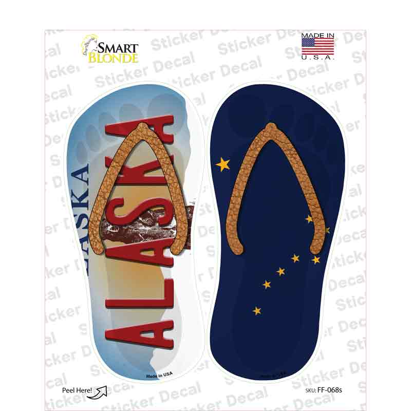 Alaska|AK Flag Novelty Flip Flops Sticker Decal Small