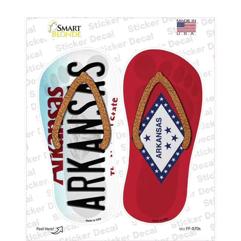 Arkansas|AR Flag Novelty Flip Flops Sticker Decal Small