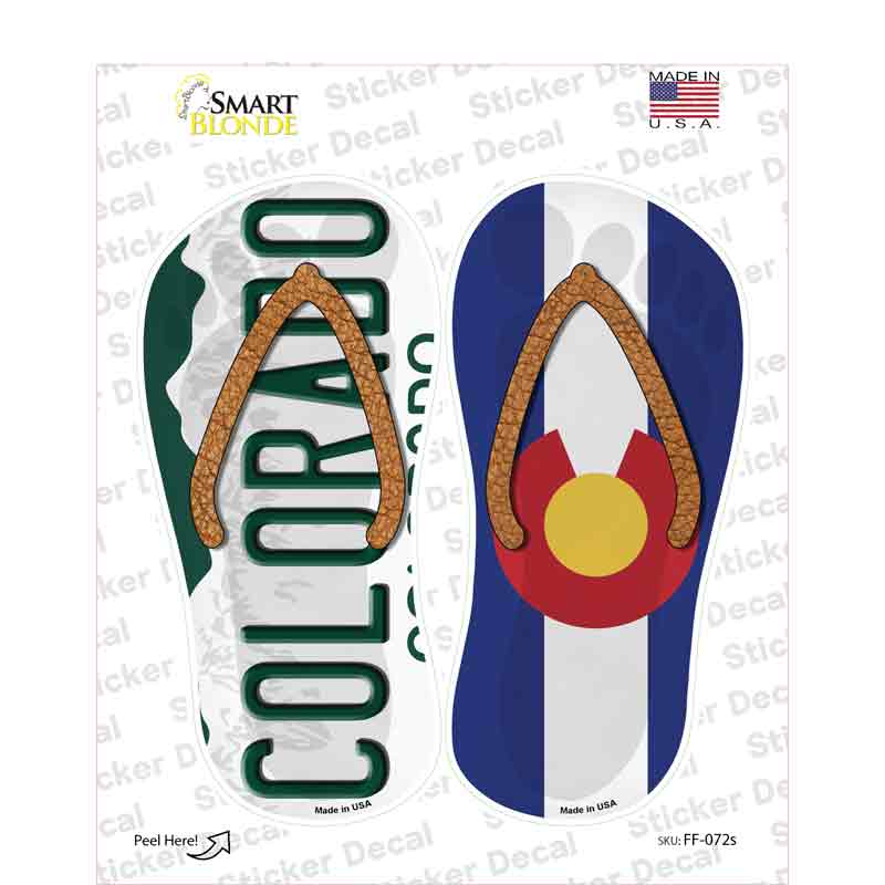 Colorado|CO Flag Novelty Flip Flops Sticker Decal Small