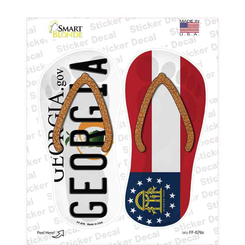 Georgia|GA Flag Novelty Flip Flops Sticker Decal Small