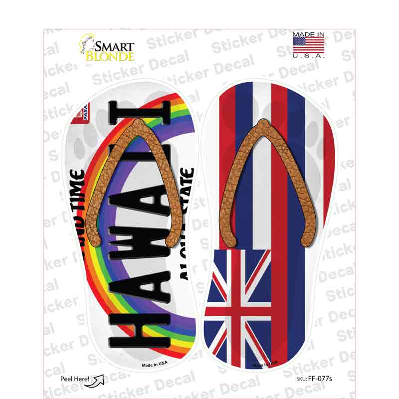 Hawaii|HI Flag Novelty Flip Flops Sticker Decal Small