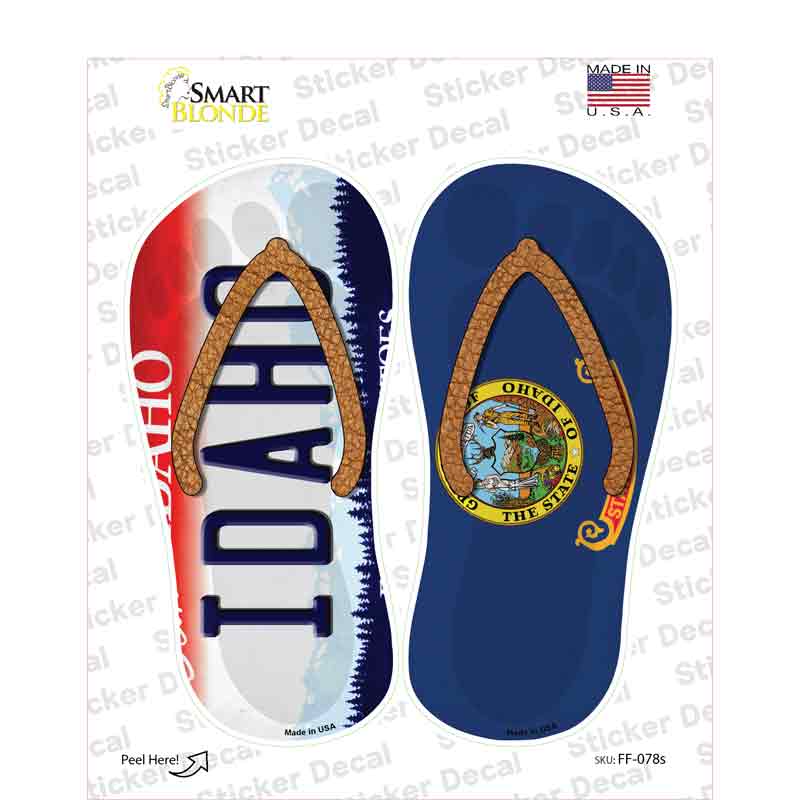 Idaho|ID Flag Novelty Flip Flops Sticker Decal Small