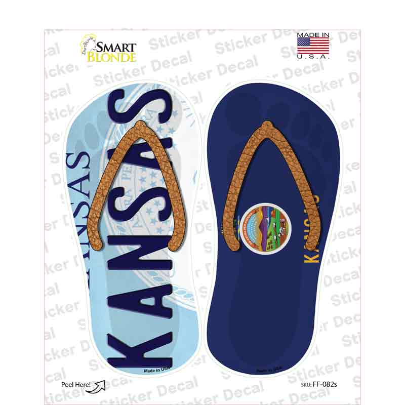 Kansas|KS Flag Novelty Flip Flops Sticker Decal Small