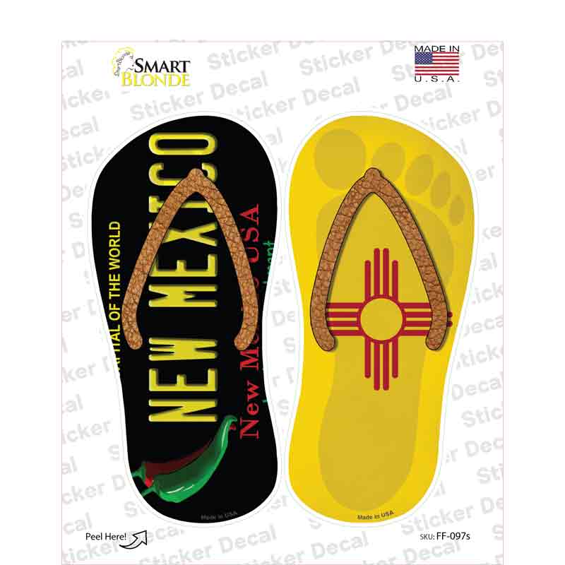 New Mexico|NM Flag Novelty Flip Flops Sticker Decal Small