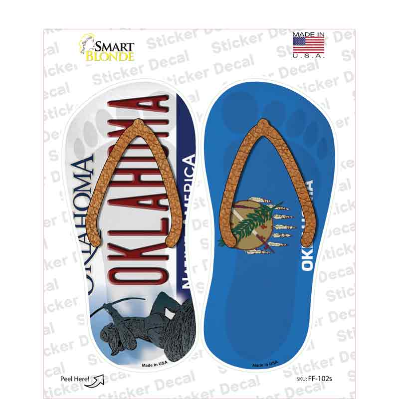 Oklahoma|OK Flag Novelty Flip Flops Sticker Decal Small