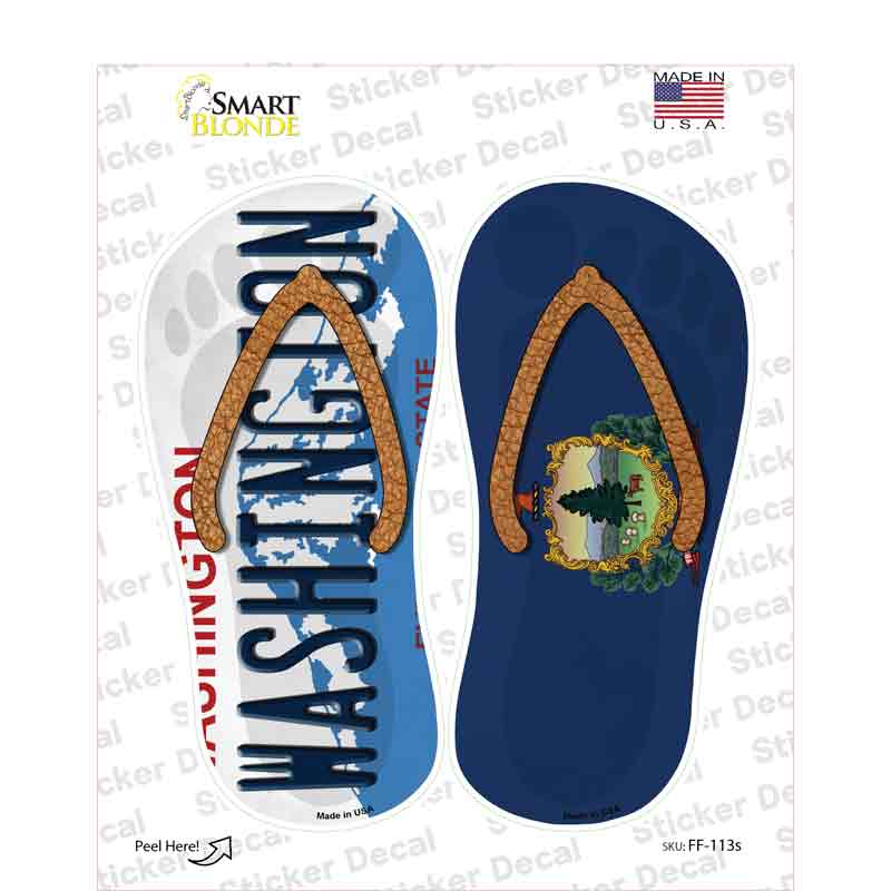 Washington|WA Flag Novelty Flip Flops Sticker Decal Small