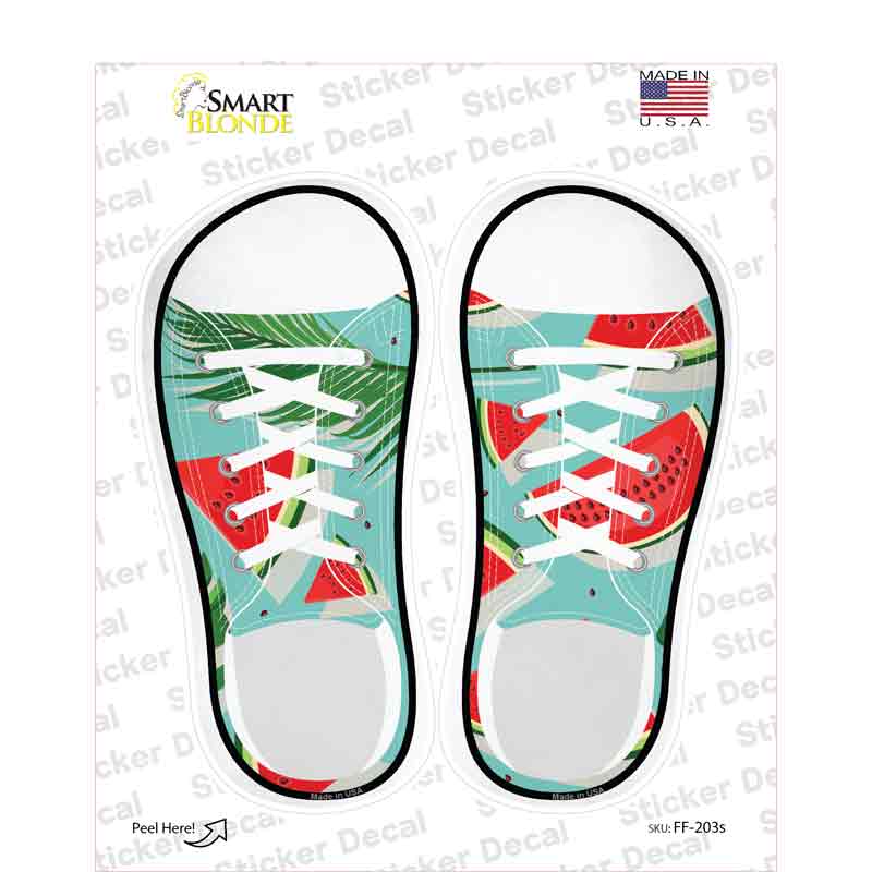 Watermelon Teal Novelty Shoe Outlines Sticker Decal Small