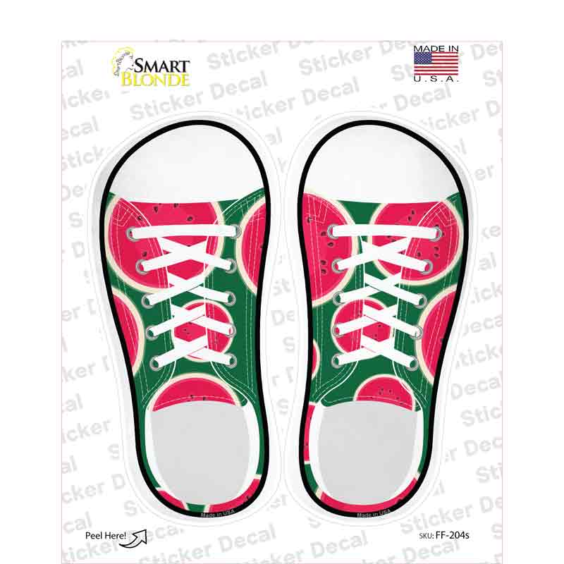 Watermelon Green Novelty Shoe Outlines Sticker Decal Small