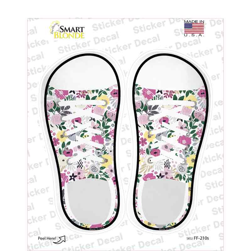 Pink Flowers Novelty Shoe Outlines Sticker Decal | Smart Blonde