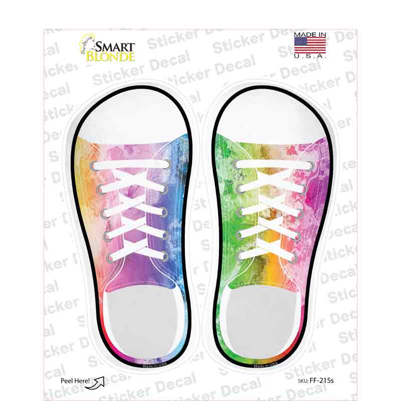 Rainbow Flag Tie Dye Vertical Novelty Shoe Outlines Sticker Decal Small