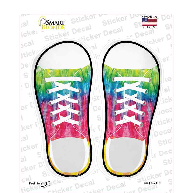 Rainbow Flag Tie Dye Horizontal Novelty Shoe Outlines Sticker Decal Small