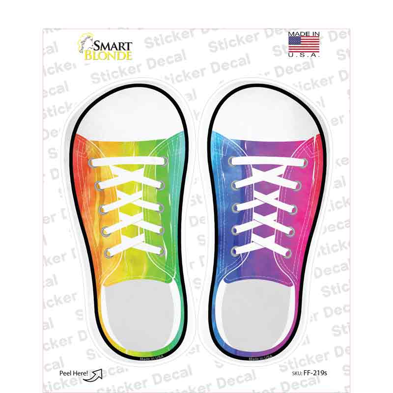 Rainbow Flag Watercolor Vertical Novelty Shoe Outlines Sticker Decal Small