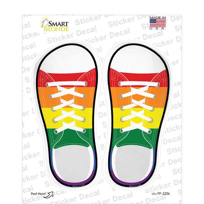 Rainbow Flag Horizontal Novelty Shoe Outlines Sticker Decal Small