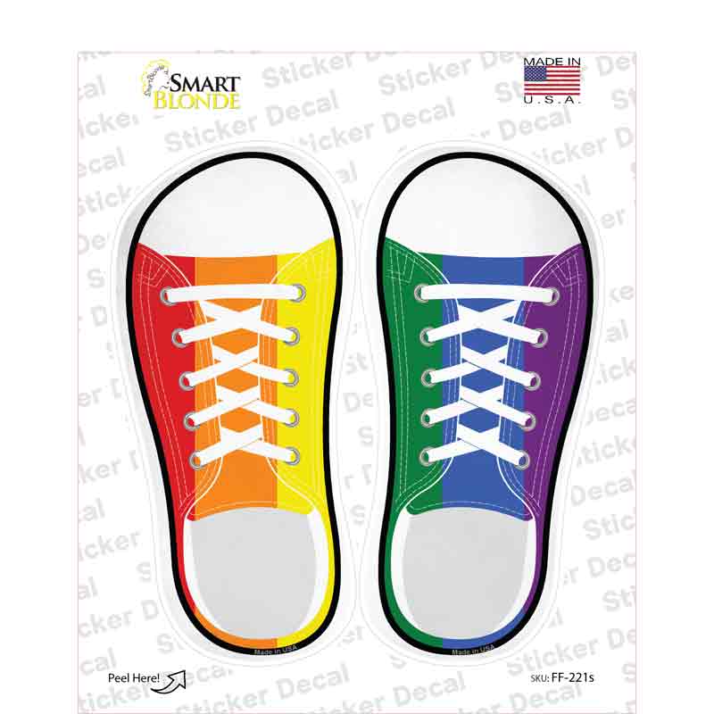 Rainbow Flag Vertical Novelty Shoe Outlines Sticker Decal Small