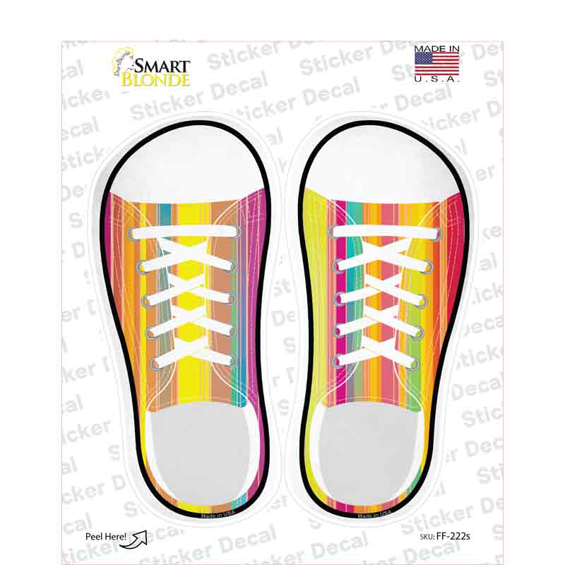 Vertical Colors Novelty Shoe Outlines Sticker Decal Small