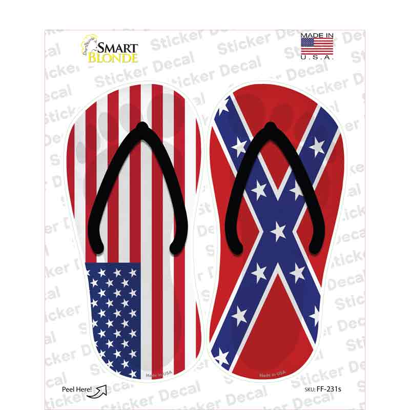 USA|Confederate Flag Novelty Flip Flops Sticker Decal Small